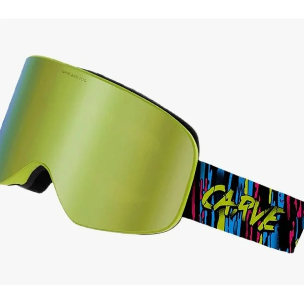 NEW Carve Frother Snow Goggles Yellow Unisex M 6220-19 Matte Fluro‎ Mirror Lens